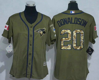 Women's Toronto Blue Jays #20 Josh Donaldson Green Salute to Service Baseball Jersey