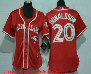 Women's Toronto Blue Jays #20 Josh Donaldson Red Stitched MLB 2016 Canada Day Cool Base Jersey