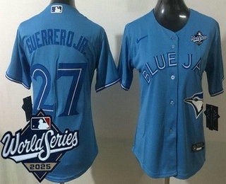 Women's Toronto Blue Jays #27 Vladimir Guerrero Jr Light Blue 2025 World Series Cool Base Jersey