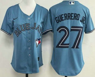 Women's Toronto Blue Jays #27 Vladimir Guerrero Jr Light Blue Cool Base Jersey