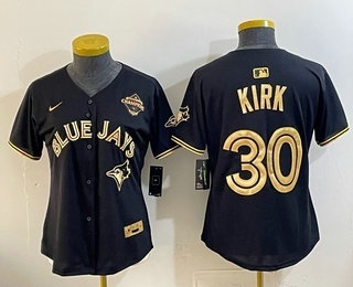 Women's Toronto Blue Jays #30 Alejandro Kirk Black Gold 2025 American League Champions Limited Stitched Jersey