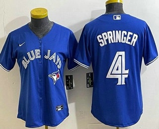 Women's Toronto Blue Jays #4 George Springer Blue Cool Base Jersey