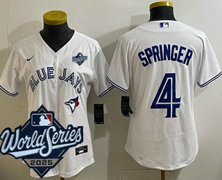 Women's Toronto Blue Jays #4 George Springer White 2025 World Series Cool Base Jersey
