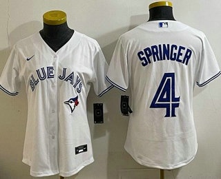 Women's Toronto Blue Jays #4 George Springer White Cool Base Jersey