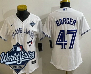 Women's Toronto Blue Jays #47 Addison Barger White 2025 World Series Cool Base Jersey