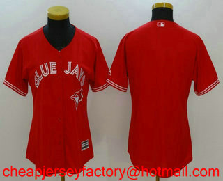 Women's Toronto Blue Jays Blank Red Stitched MLB 2017 Cool Base Jersey