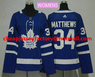 Women's Toronto Maple Leafs #34 Auston Matthews Royal Blue Home 2017-2018 Hockey Stitched NHL Jersey