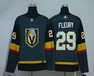 Women's Vegas Golden Knights #29 Marc-Andre Fleury Gray With Handwork Sequin Fashion Team Logo Home 2017-2018 Hockey Stitched NHL Jersey