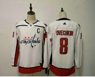 Women's Washington Capitals #8 Alex Ovechkin White With C Patch 2017-2018 Hockey Stitched NHL Jersey