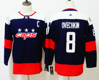 Women's Washington Capitals #8 Alexander Ovechkin Navy Blue 2018 Stadium Series Stitched NHL Hockey Jersey
