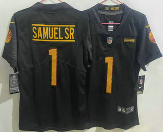 Women's Washington Commanders #1 Deebo Samuel Sr Limited Black Vapor Jersey
