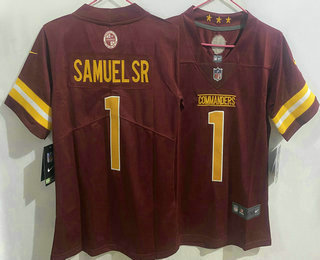 Women's Washington Commanders #1 Deebo Samuel Sr Limited Red Vapor Jersey