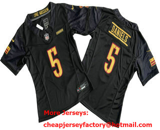 Women's Washington Commanders #5 Jayden Daniels Limited Black FUSE Vapor Jersey