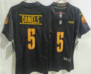 Women's Washington Commanders #5 Jayden Daniels Limited Black Vapor Jersey
