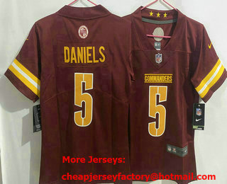 Women's Washington Commanders #5 Jayden Daniels Limited Red Vapor Jersey