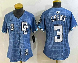 Women's Washington Nationals #3 Dylan Crews Blue 2025 City Connect Limited Stitched Jersey