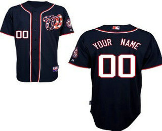 Women's Washington Nationals Customized Navy Blue Alternate MLB Cool Base Jersey