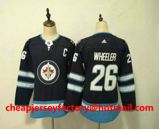 Women's Winnipeg Jets #26 Blake Wheeler Blue With C Patch 2017-2018 Hockey Stitched NHL Jersey