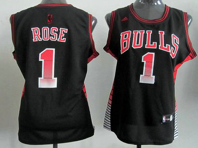 Women Chicago Bulls 1 Derrick Rose Black Vibe Fashion Revolution 30 Swingman Jersey