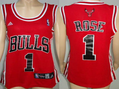 Women Chicago Bulls 1 Derrick Rose Red Swingman Jersey