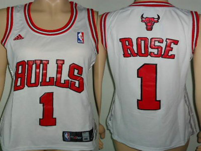 Women Chicago Bulls 1 Derrick Rose White Swingman Jersey