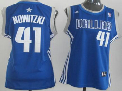 Dallas Mavericks 41 NOWITZKI Blue Swingman NBA Womens Jersey