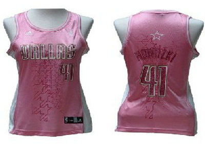 Women Dallas Mavericks 41 Nowitzki Pink Jersey