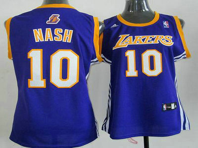 Women Los Angeles Lakers 10 Steve Nash Purple Revolution 30 Swingman NBA Jerseys