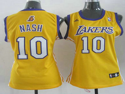 Women Los Angeles Lakers 10 Steve Nash Yellow Revolution 30 Swingman NBA Jerseys