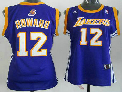 Women Los Angeles Lakers 12 Dwight Howard Purple Revolution 30 Swingman Jersey