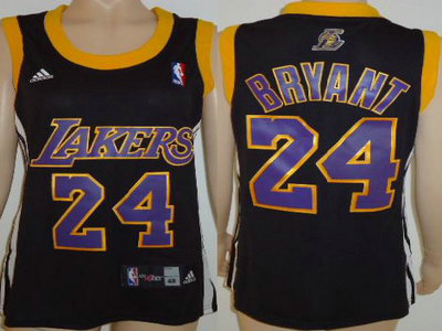 Women Los Angeles Lakers 24 Kobe Bryant Black Swingman Purple Number Jersey 