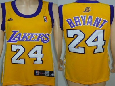Women Los Angeles Lakers 24 Kobe Bryant Yellow Swingman Jersey