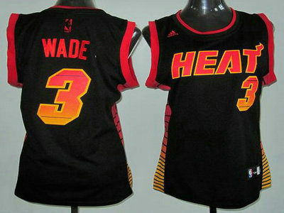 Women Miami Heat 3 Dwyane Wade Black Vibe Fashion Swingman Jersey