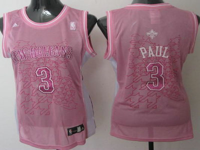 Women New Orleans Hornets 3 Chris Paul Pink Jersey