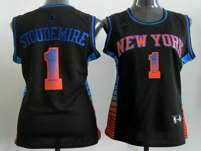 Women New York Knicks 1 Amar'e Stoudemire Black Vibe Fashion Revolution 30 Swingman Jersey