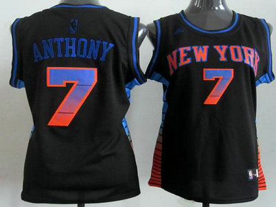 Women New York Knicks 7 Carmelo Anthony Black Vibe Fashion Revolution 30 Swingman Jersey