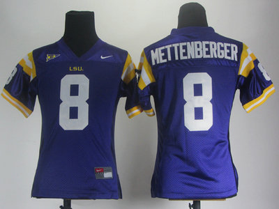 Nike LSU Tigers Zach Mettenberger 8 Purple College Women Jersey