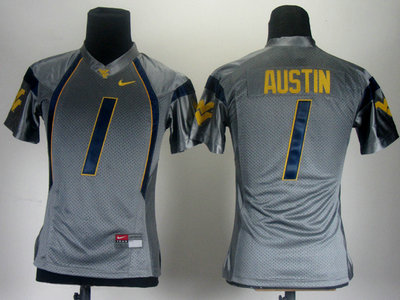 West Virginia Mountaineers Tavon Austin 1 Grey College Women Jersey
