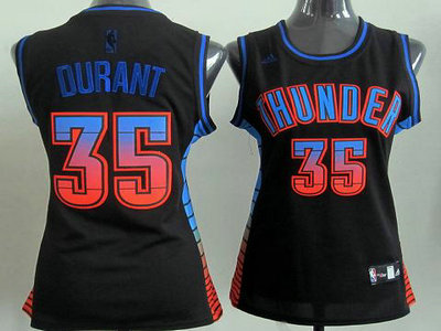 Women Oklahoma City Thunder #35 Kevin Durant Black Vibe Fashion Swingman Jersey