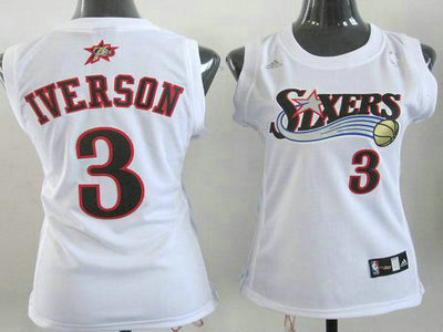 Women Philadelphia 76ers 3 Allen Iverson White Revolution 30 Swingman Jersey