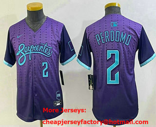 Youth Arizona Diamondbacks #2 Geraldo Perdomo Number Purple 2025 City Connect Limited Jersey