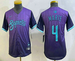 Youth Arizona Diamondbacks #4 Ketel Marte Purple 2025 City Connect Limited Stitched Jersey