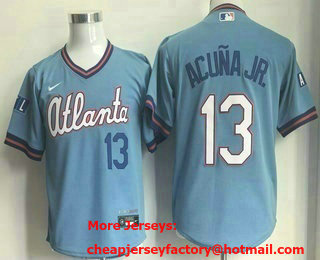 Youth Atlanta Braves #13 Ronald Acuna Jr Light Blue 2026 City Connect Stadium Jersey