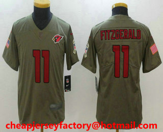 Youth Arizona Cardinals #11 Larry Fitzgerald Olive 2017 Salute To Service Stitched NFL Nike Limited Jersey