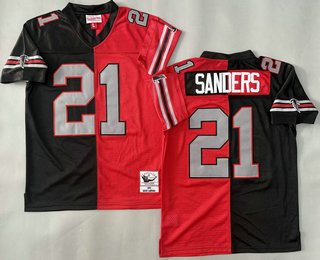 Youth Atlanta Falcons #21 Deion Sanders Red White Split 1989 Throwback Jersey