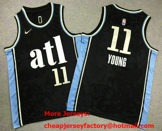 Youth Atlanta Hawks #11 Trae Young Black 2023 City Icon Swingman Jersey