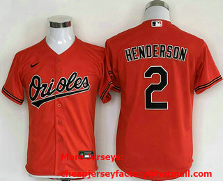 Youth Baltimore Orioles #2 Gunnar Henderson Orange Cool Base Stitched Jersey