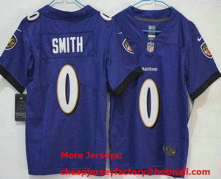 Youth Baltimore Ravens #0 Roquan Smith Limited Purple Vapor Jersey