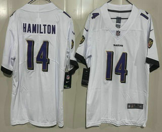 Youth Baltimore Ravens #14 Kyle Hamilton Limited White Vapor Jersey