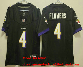 Youth Baltimore Ravens #4 Zay Flowers Limited Black FUSE Vapor Jersey